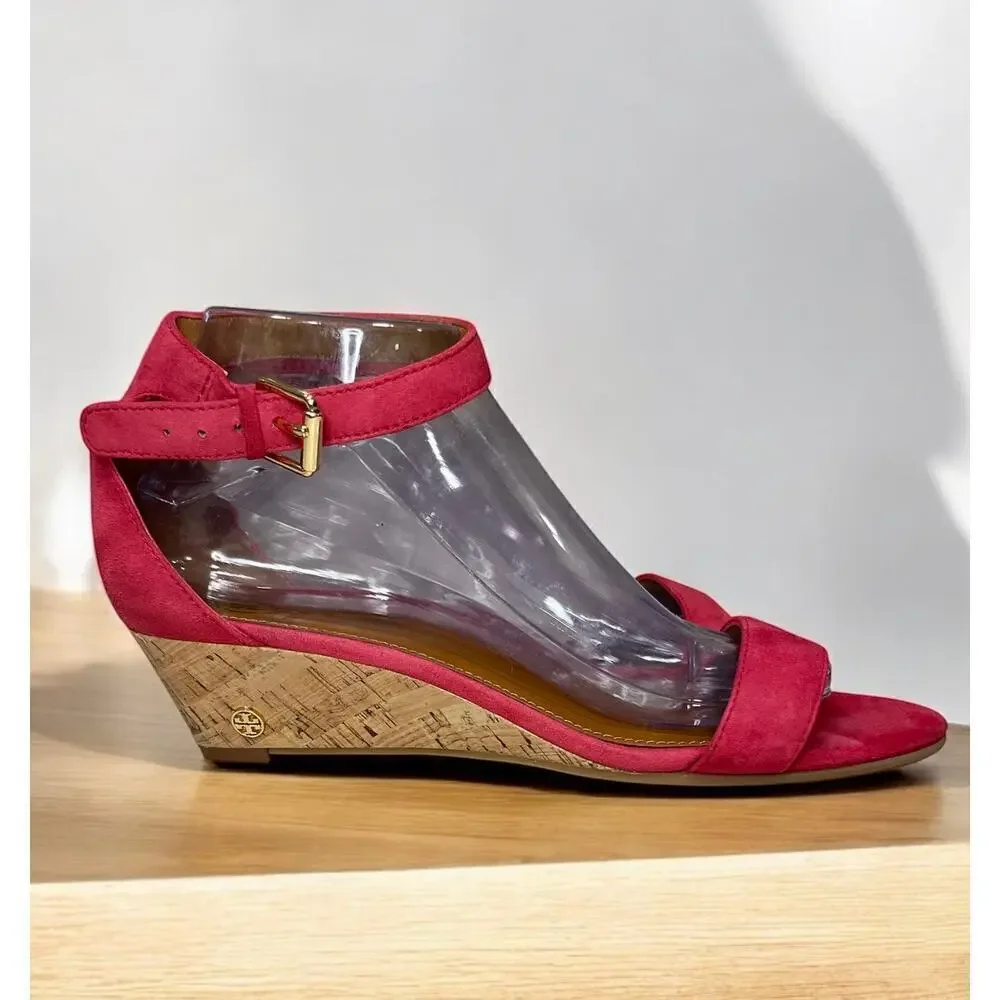 Tory Burch Savannah Suede Wedge Sandal Size 10M
